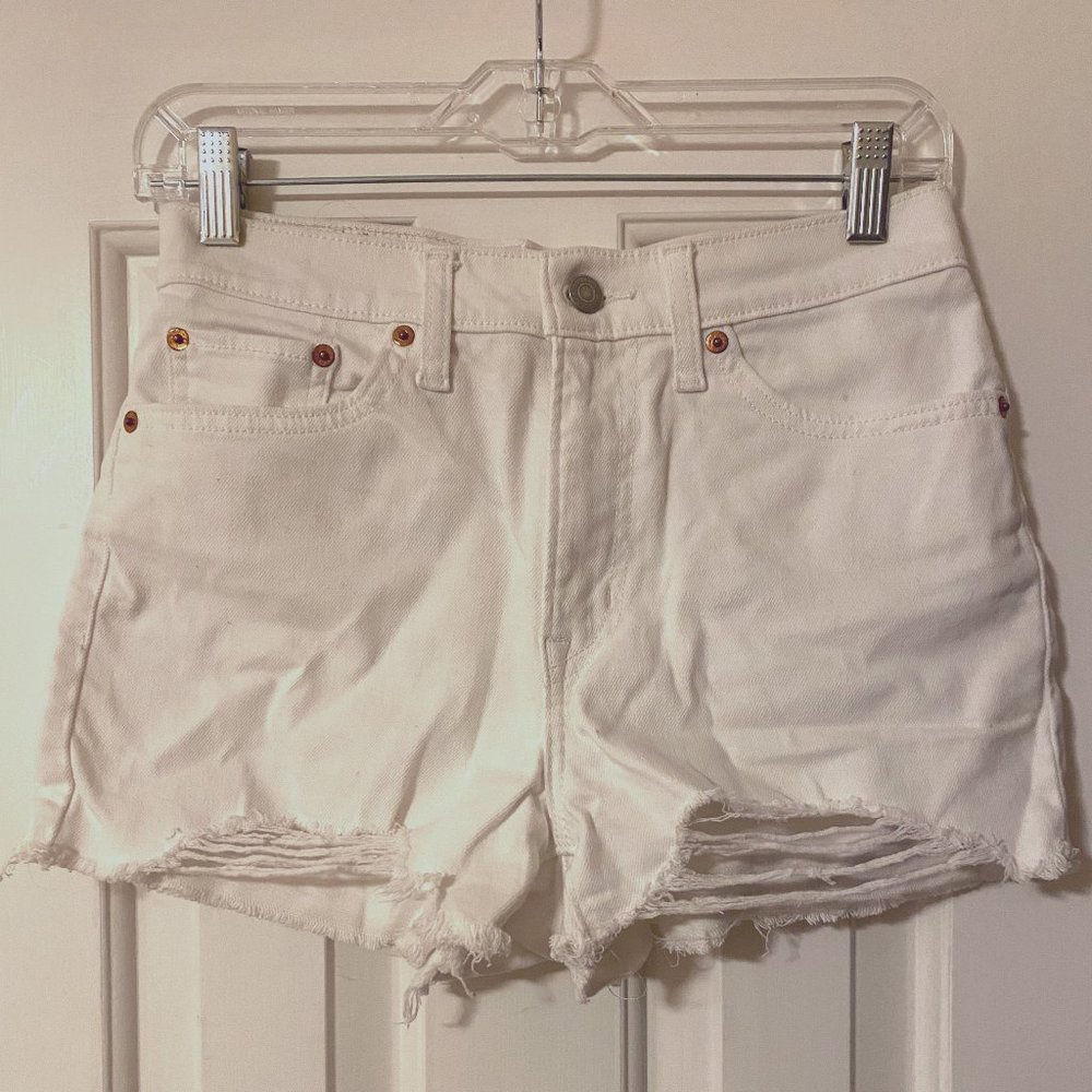 Levi's High Rise White Jean Shorts